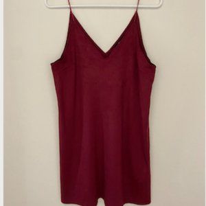 Forever 21 Maroon Suede Deep V-Neck Dress
